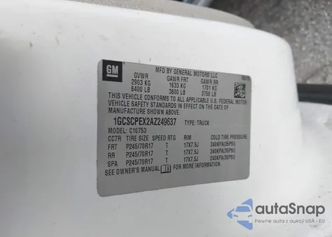 2010 Chevrolet Silverado 1500 Work Truck from USA, damaged, VIN 1GCSCPEX2AZ249637